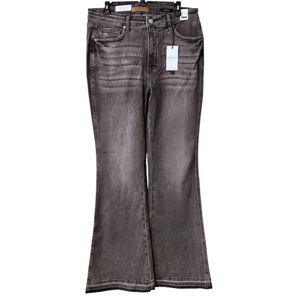 Judy Blue Washed Gray Mid Rise Tummy Control Release Hem Flare Jeans NWT - Picture 6 of 15